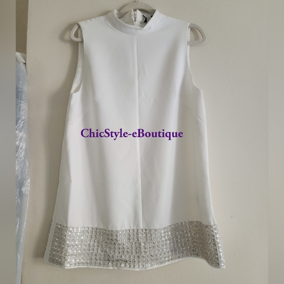 H&M Bead-embellished Top.TOP ONLY White BNWT. Pants Separately sold NO LOW BALL! - Picture 4 of 15